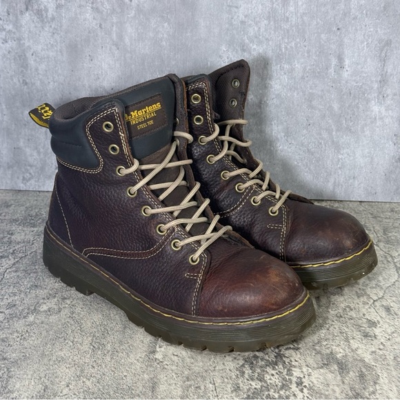 Dr. Martens Gilbreth Steel Toe Boot Women 11 Brown Leather Slip Resistant Safety - Picture 1 of 11